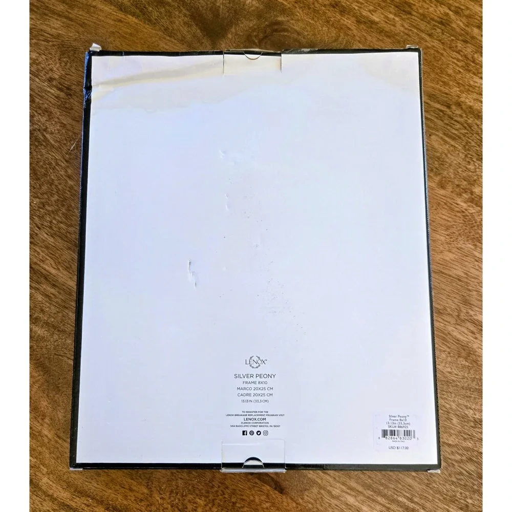 Lenox Silver Peony 8×10 Glass Frame - Made In Italy - Item #886925